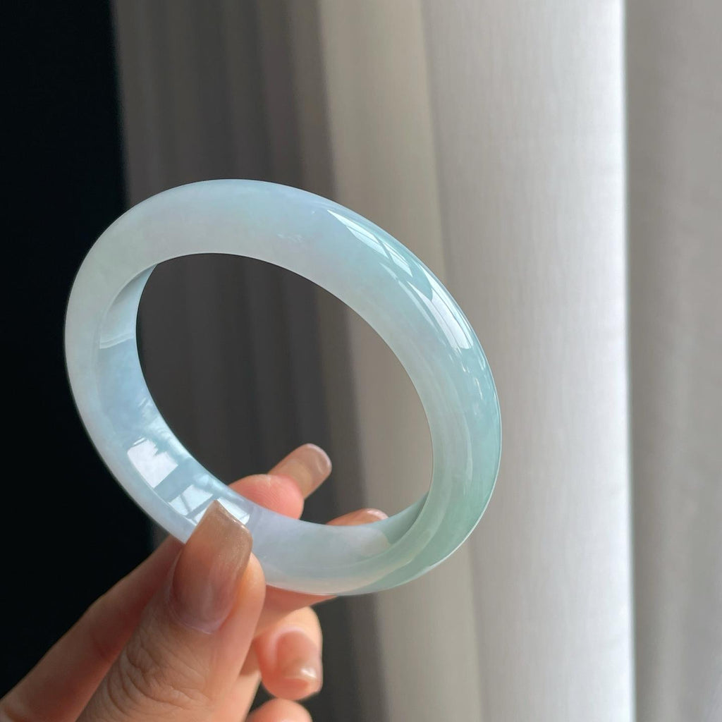 冰种带底色翡翠平安镯（56mm）（yc378053）