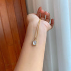 18k金钻镶冰种无色翡翠蛋面（yc255696）