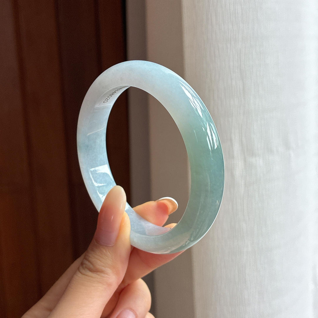 糯冰蓝晴翡翠平安镯（56.3mm)（yc417239）