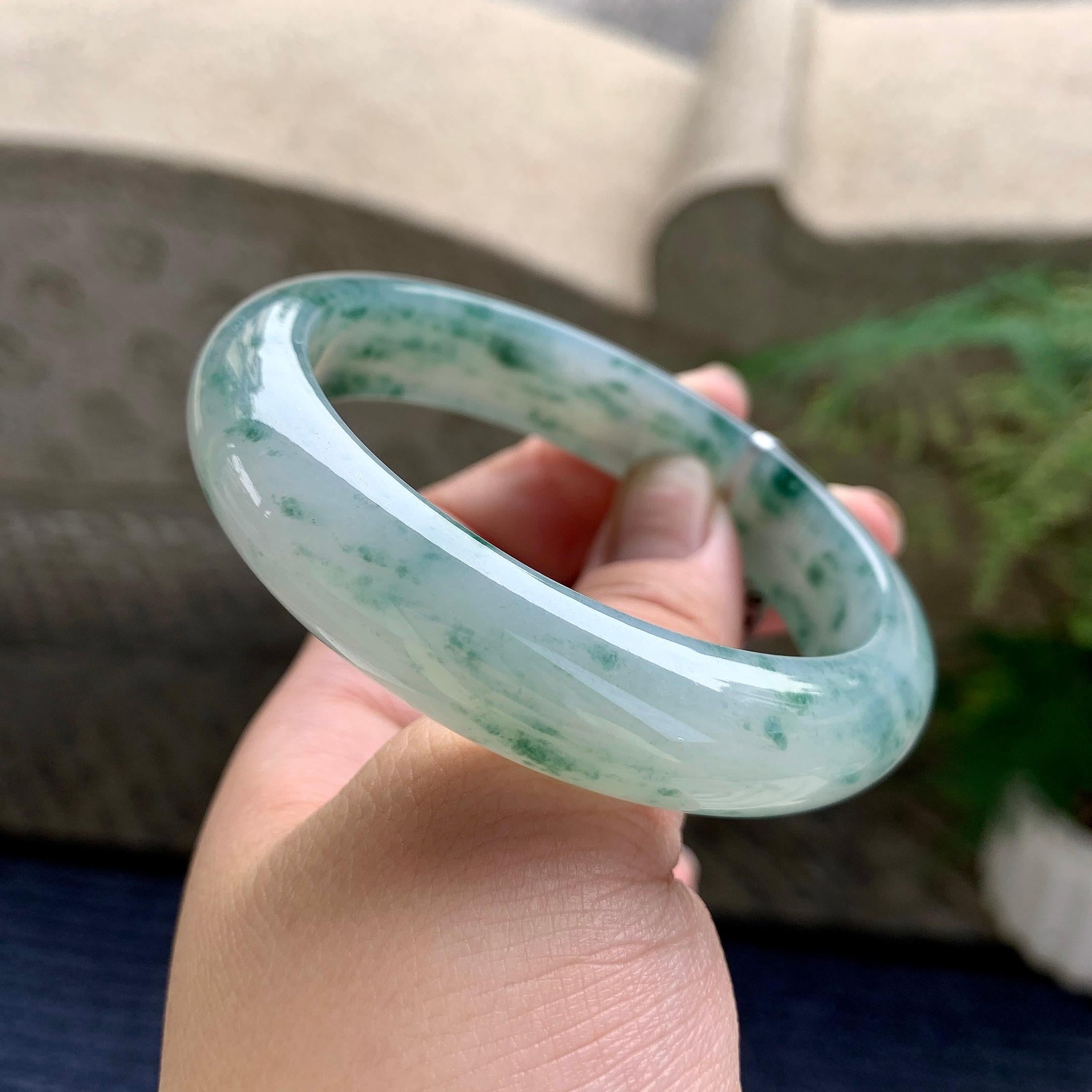 糯冰种飘花平安镯（57.7mm）（yc233900）