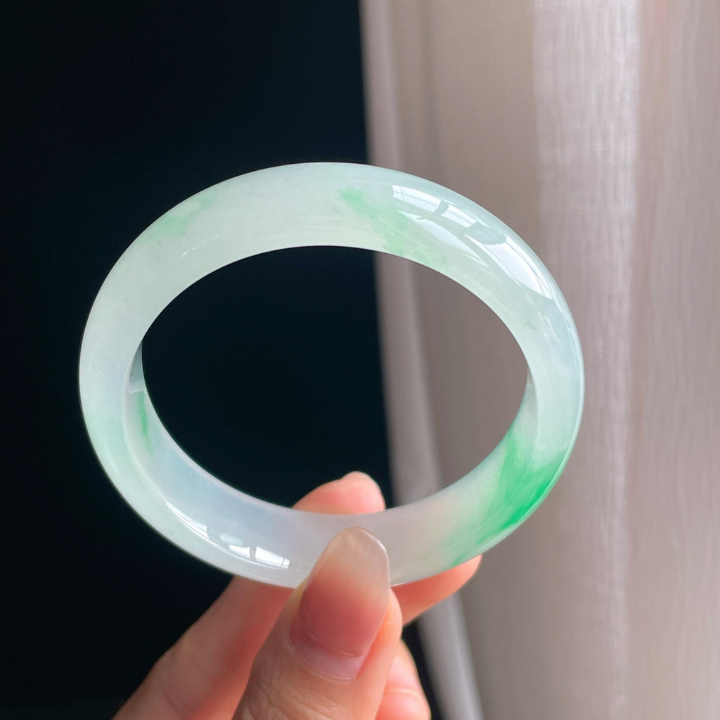 冰种飘花翡翠平安镯（54.3mm)（yc342200）