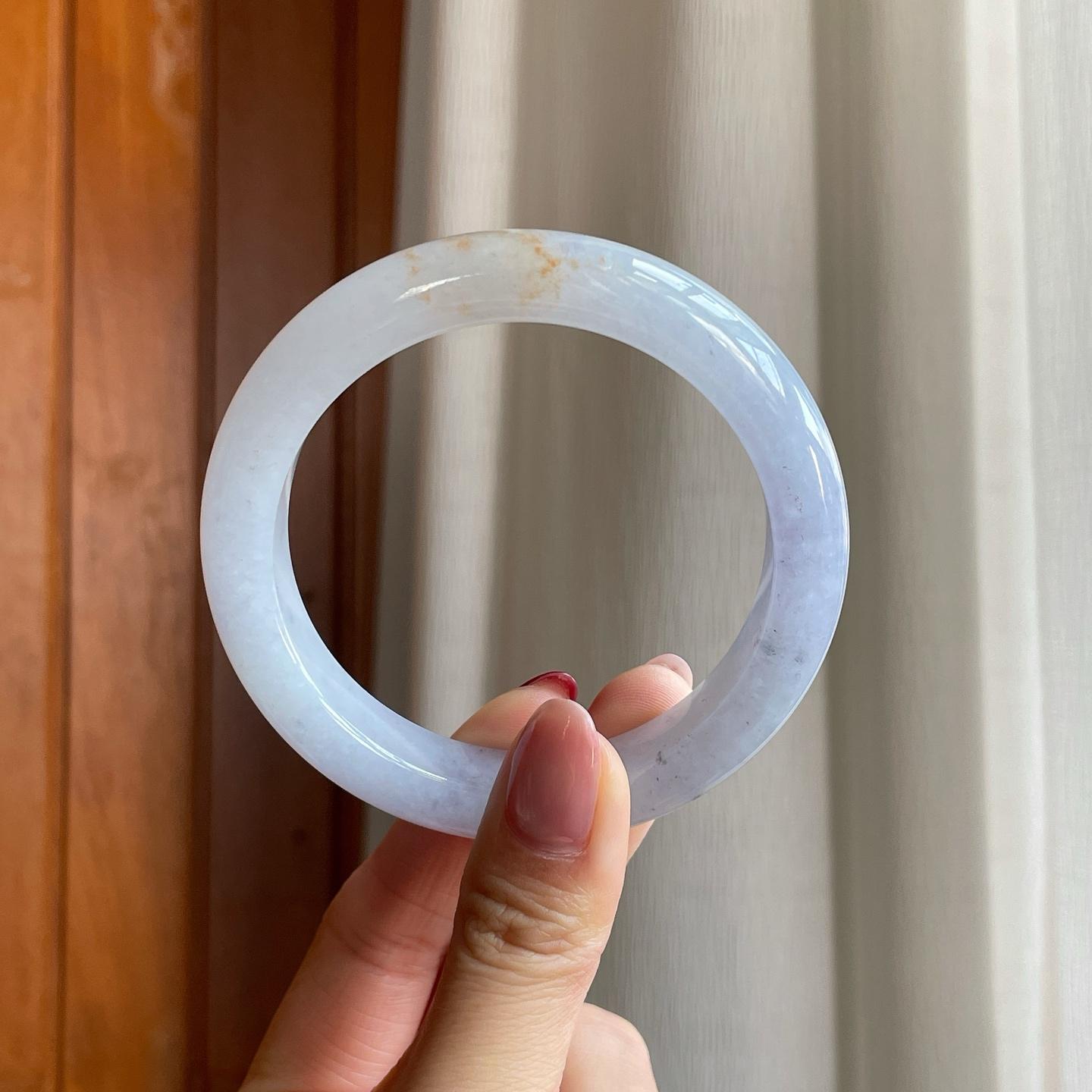糯冰紫底带黄翡翡翠平安镯（58.2mm）（yc302426）