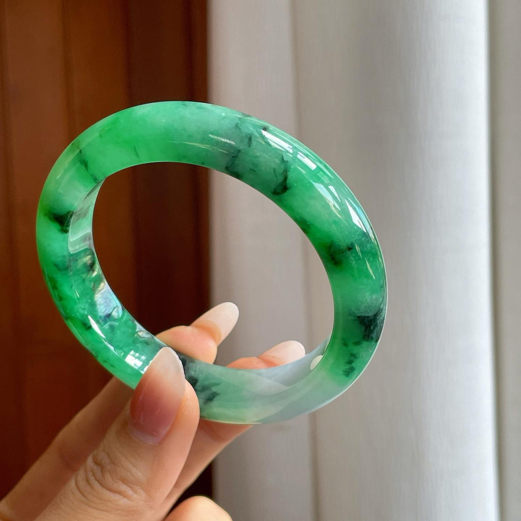 糯冰带色翡翠特色平安镯（58mm）（yc312987）