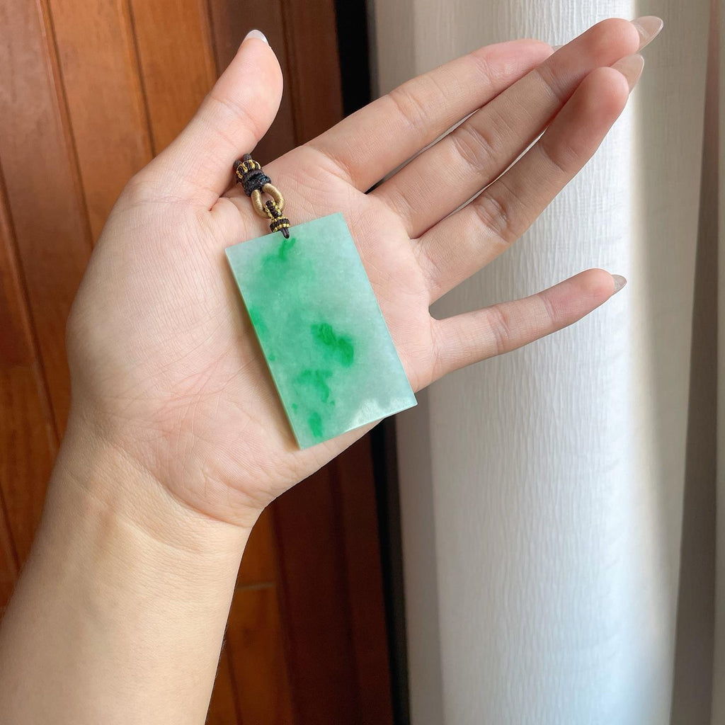 糯冰带色翡翠无事牌（yc241874）