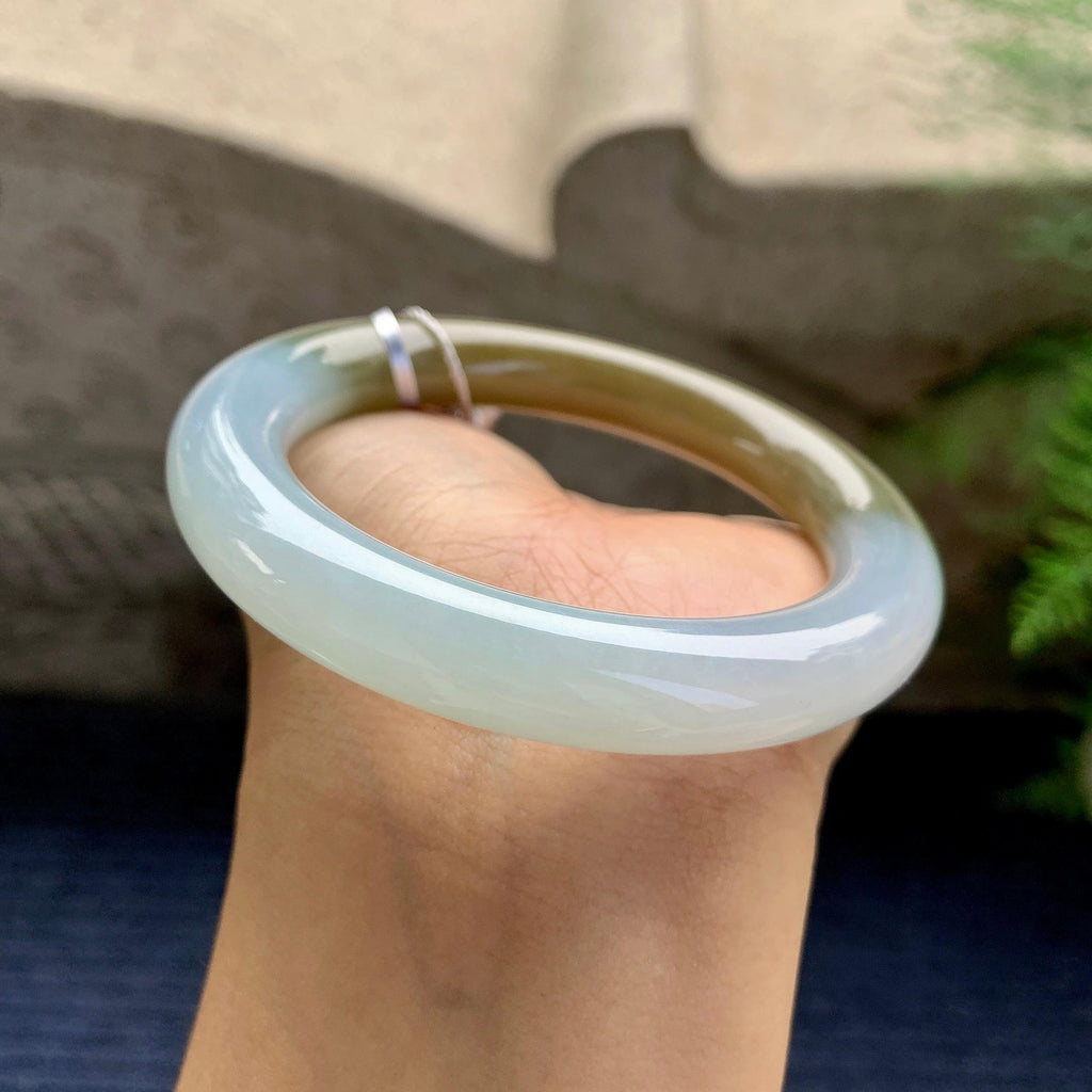 细糯种黄翡圆条手镯（55.2mm）（yc280872）