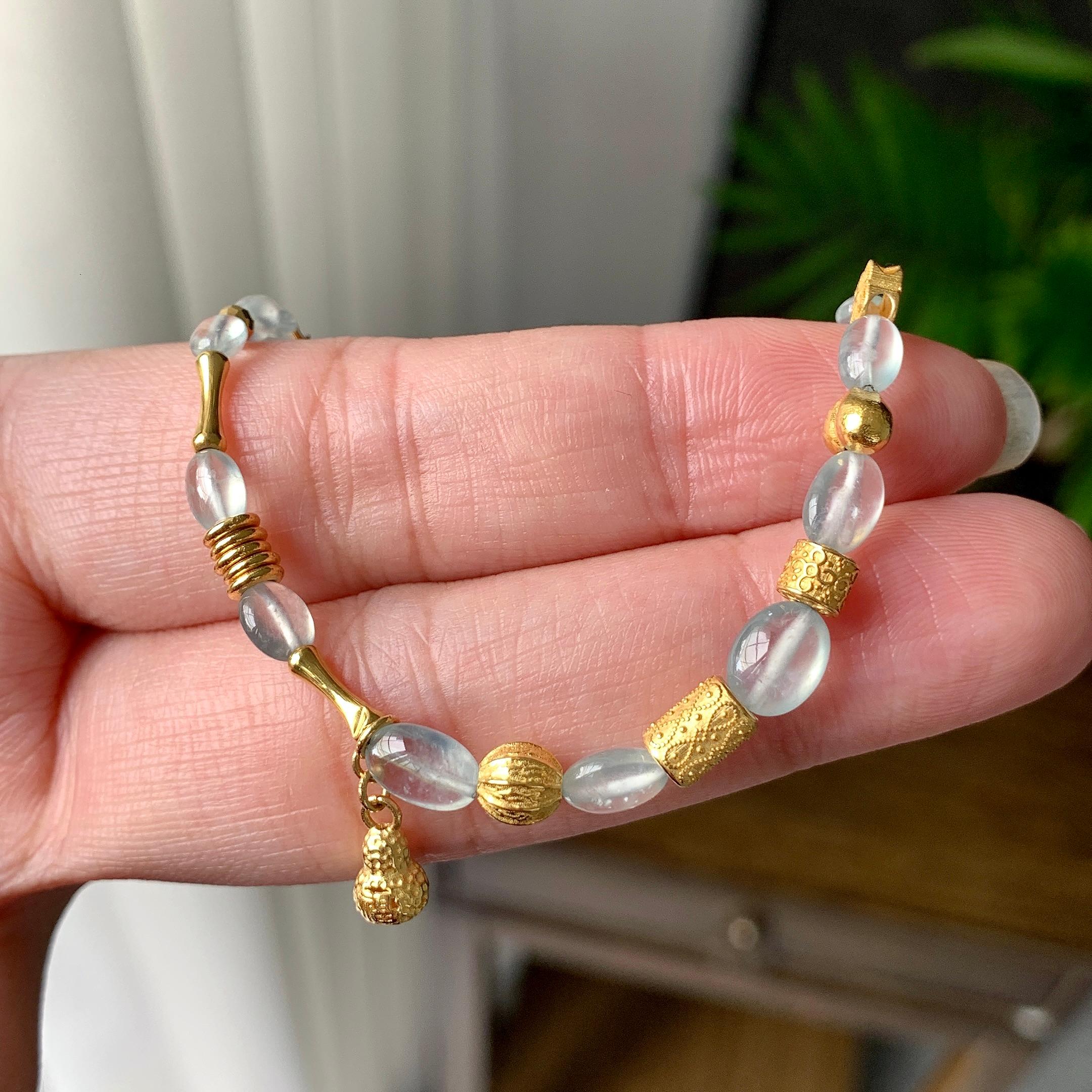 18K金钻镶冰种无色随型珠子手链（yc225055）