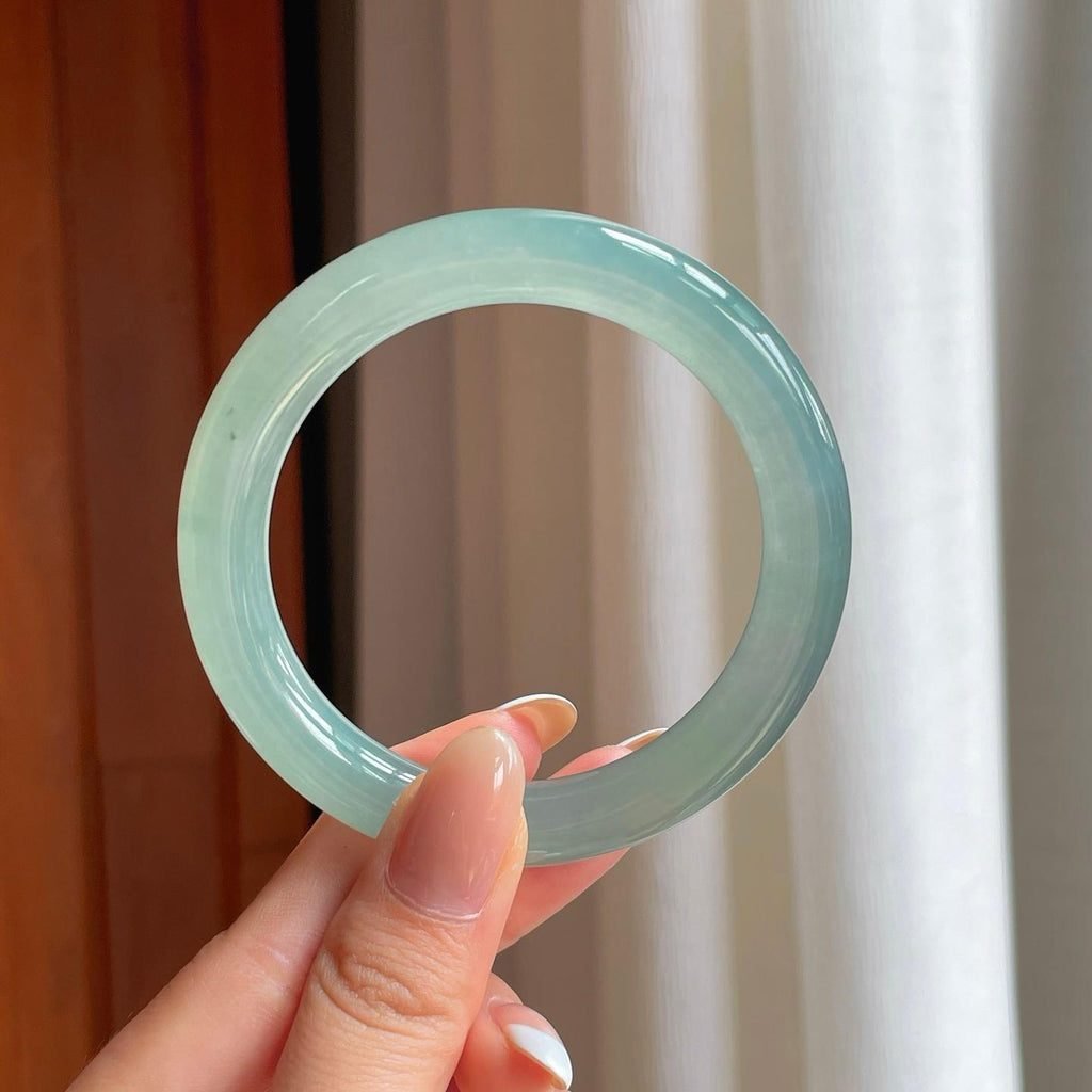 冰种晴底翡翠圆条手镯（54.4mm)（yc388735）