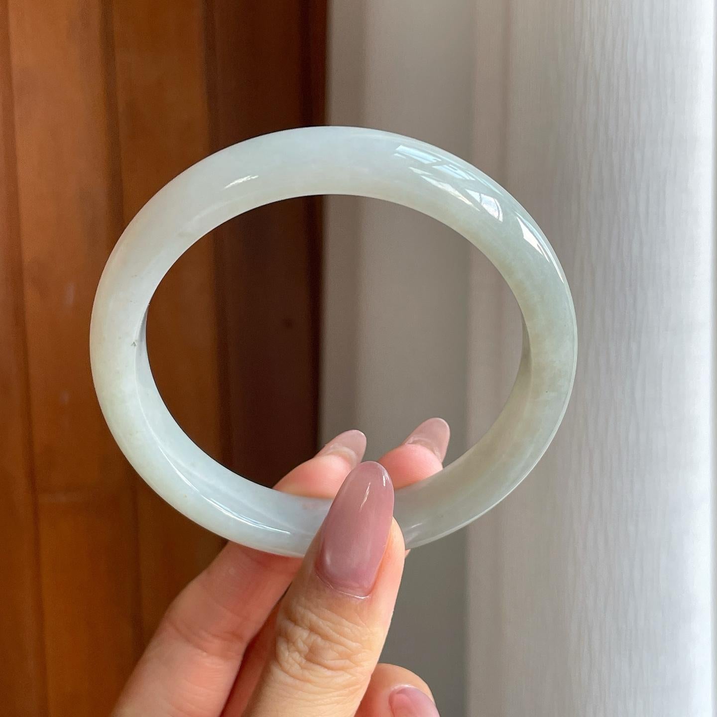 糯冰无色翡翠平安镯（62.5mm）（yc286509）
