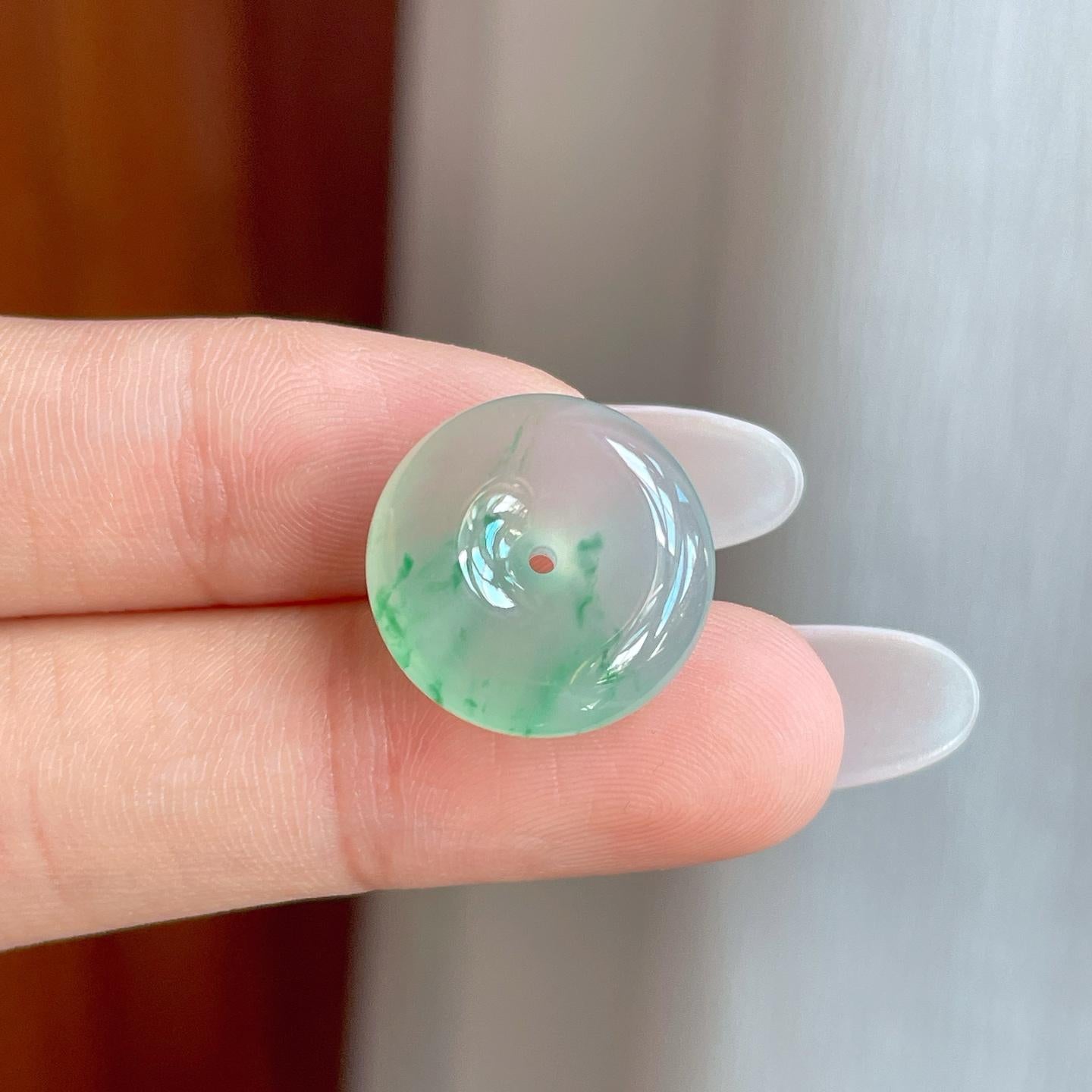 冰种飘花翡翠平安扣（yc257849）