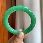 糯冰满绿翡翠圆条手镯（56mm）（yc254958）