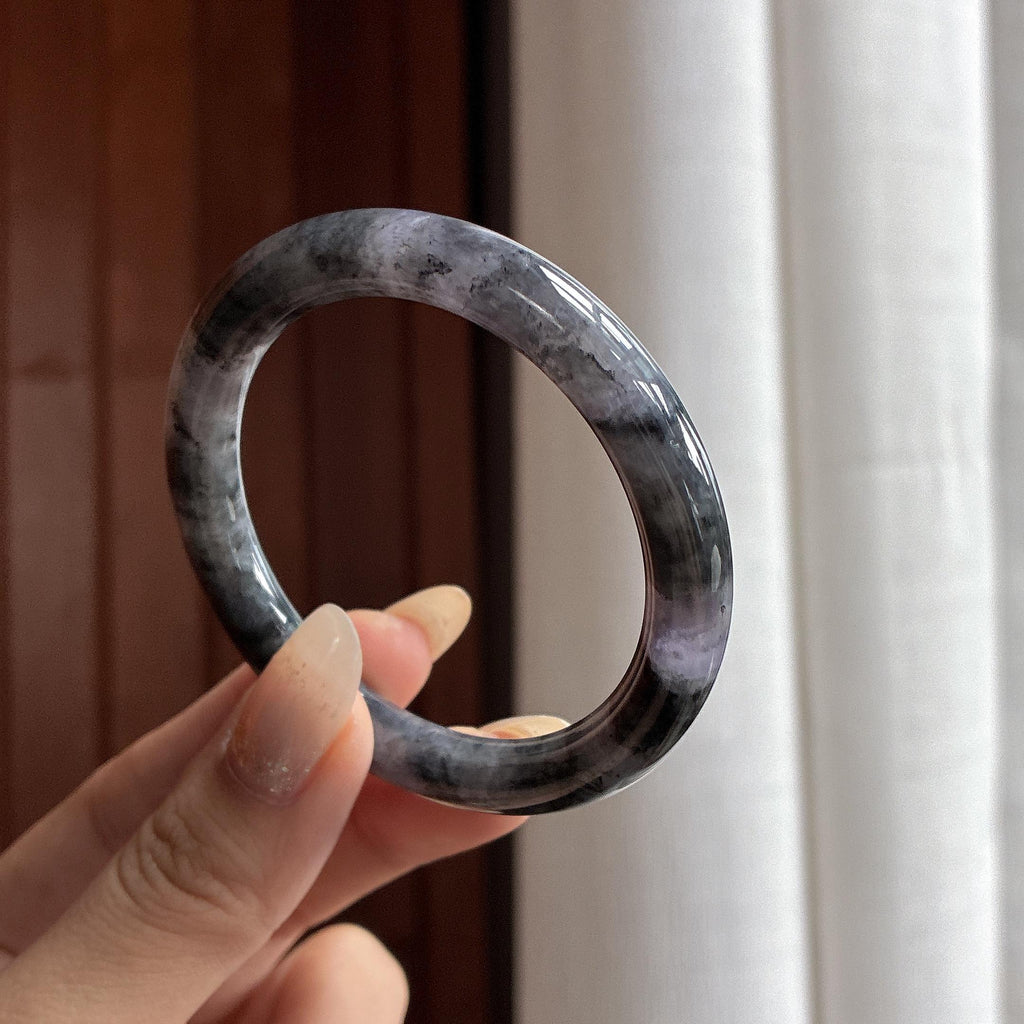 细糯种乌鸡圆条手镯 51圈 天然缅甸翡翠Ａ货（yc487579）