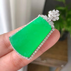 18K金钻镶细糯种满绿无事牌吊坠（yc242681）