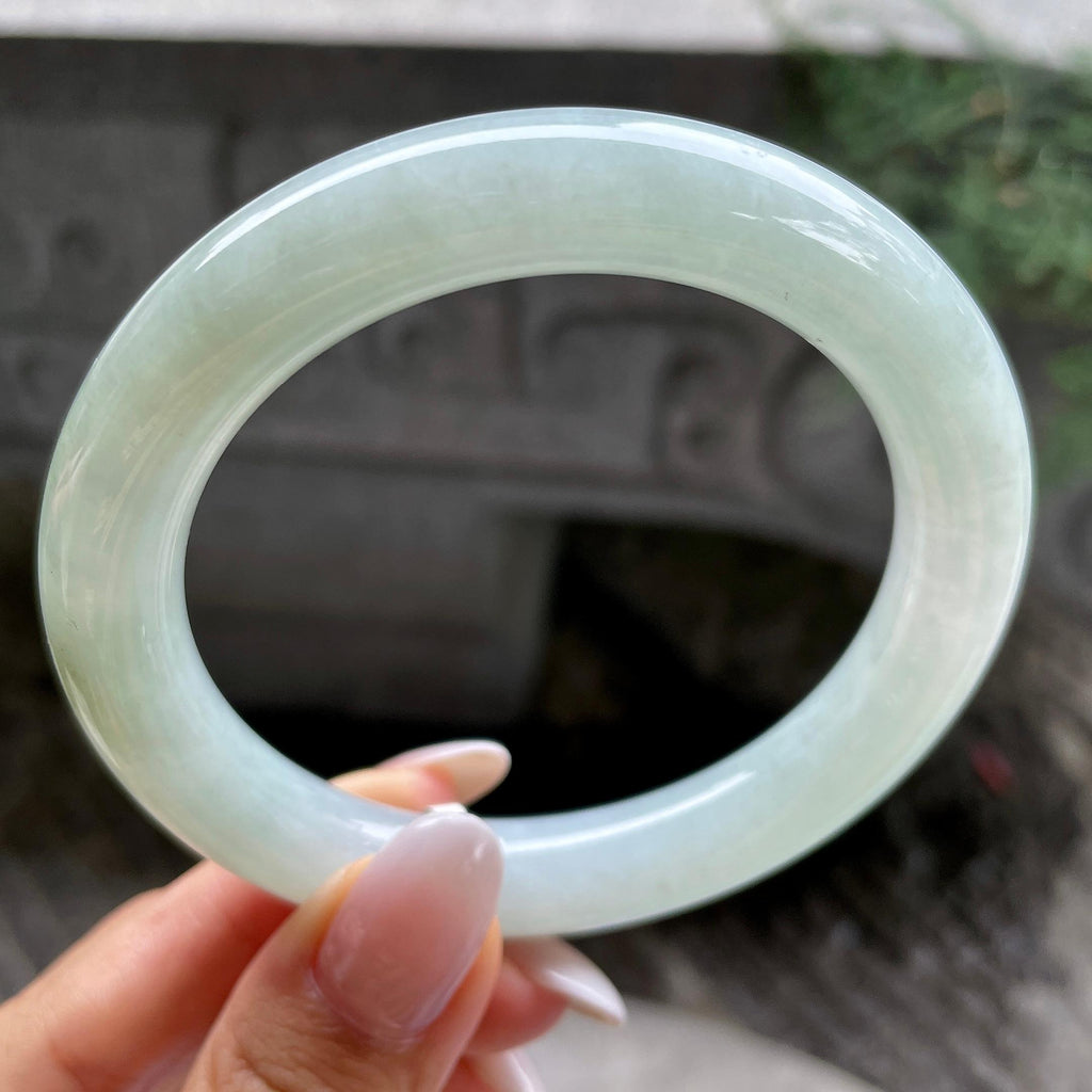 大圈口         细糯种晴底圆条手镯59.7圈         天然缅甸A货翡翠（yc407882）
