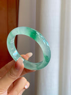 冰种晴水飘花翡翠平安镯（55.6mm）（yc268255）