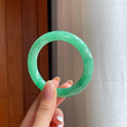 糯冰满绿翡翠圆条手镯（51.7mm)（yc370379）