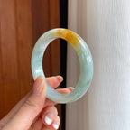 糯冰黄翡翡翠平安镯（53.4mm)（yc373884）
