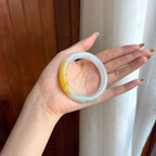 糯冰黄翡特色翡翠圆条手镯（51.5mm)（yc423126）
