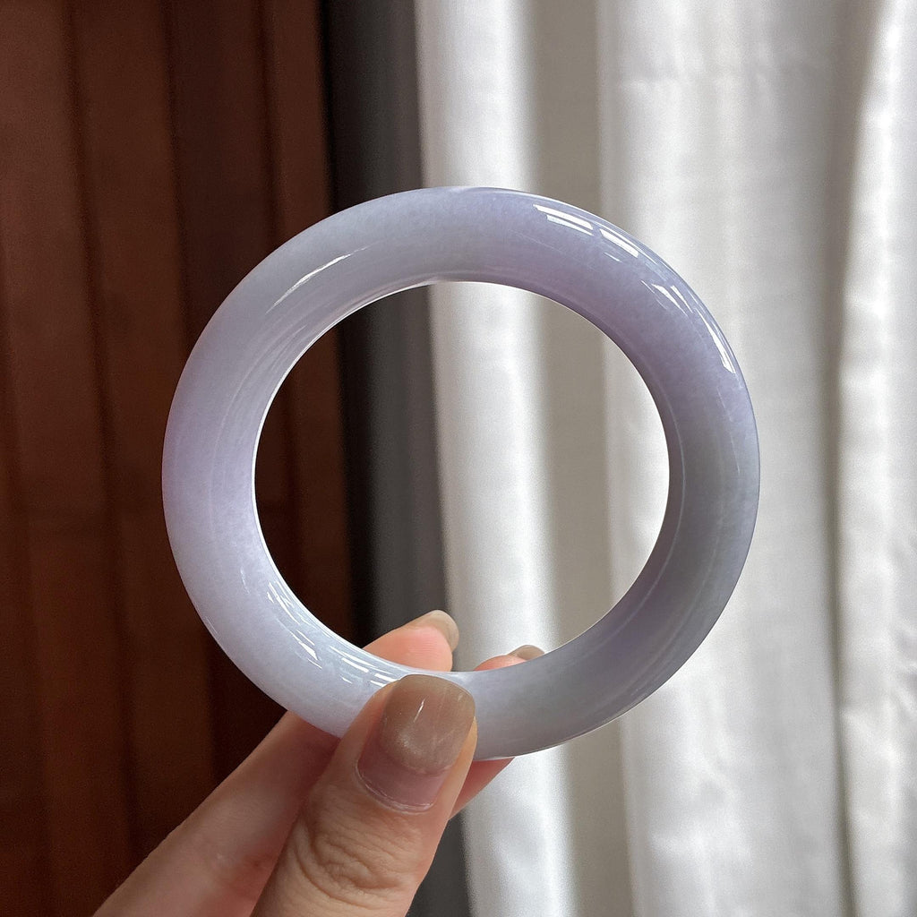 细糯种紫罗兰圆条手镯 54圈 天然缅甸A货翡翠（yc485499）