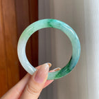 糯冰飘花翡翠圆条手镯（53.5mm)（yc416490）