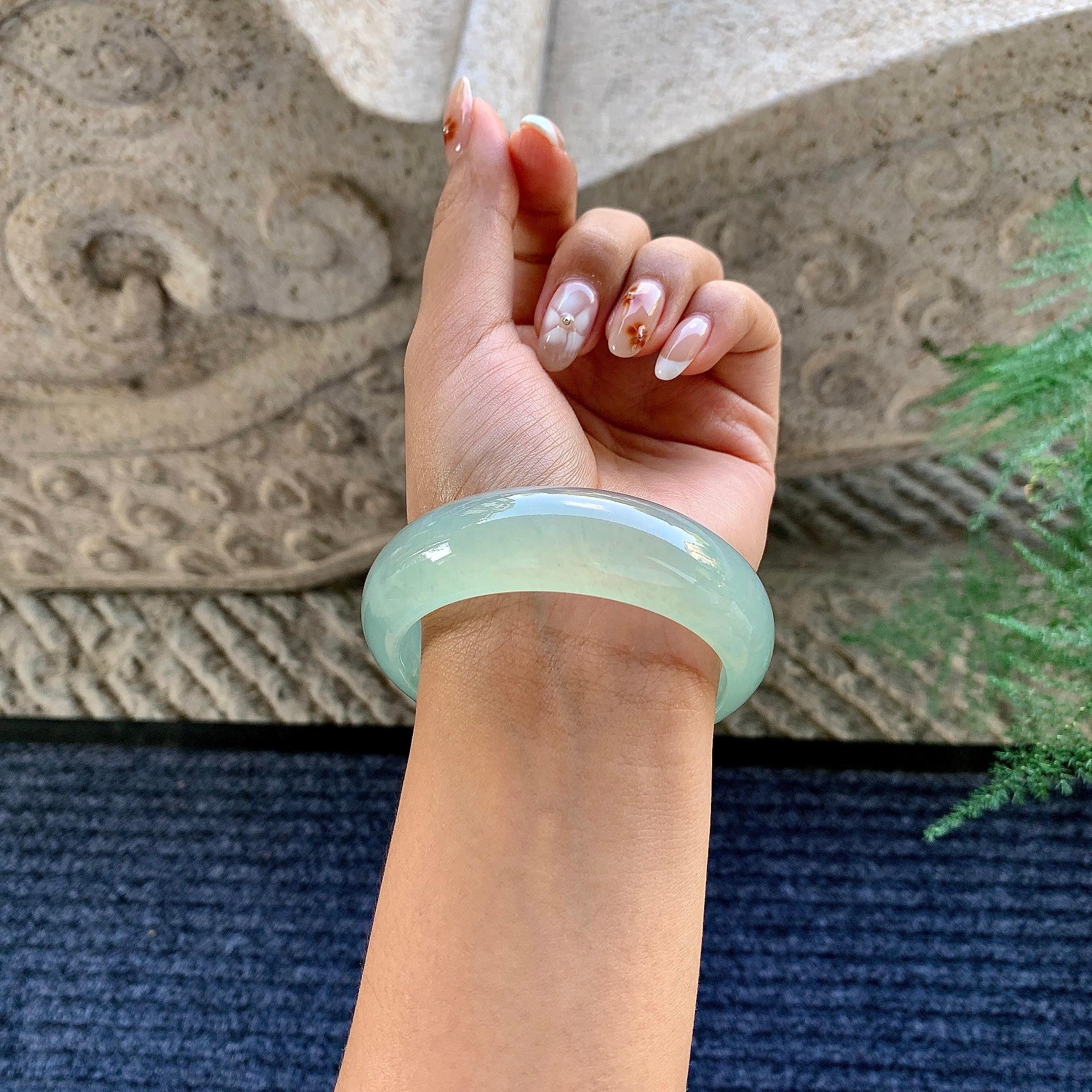 糯冰种晴水宽版轮胎手镯（58.5mm）（yc243442）