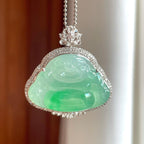 18k金钻镶冰种带色翡翠佛公（yc261336）