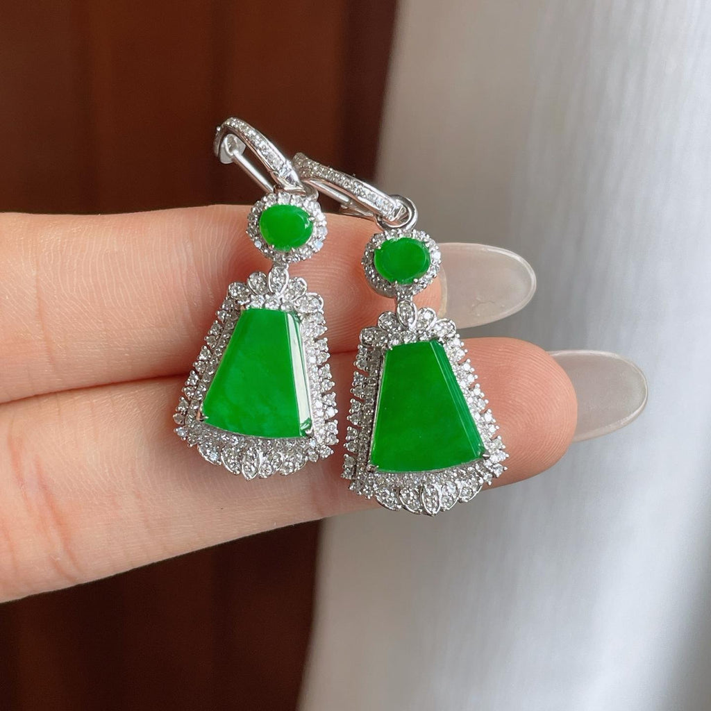 18k金钻镶糯冰带色翡翠如意（yc261417）