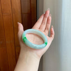 细糯种飘花翡翠平安镯（55mm）（yc272878）