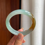 冰种蓝底黄翡翡翠平安镯（57mm）（yc412132）