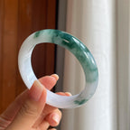 糯冰飘花翡翠平安镯(57.8mm)（yc414421）
