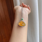 18k金钻镶冰种黄翡翡翠佛公（yc263546）