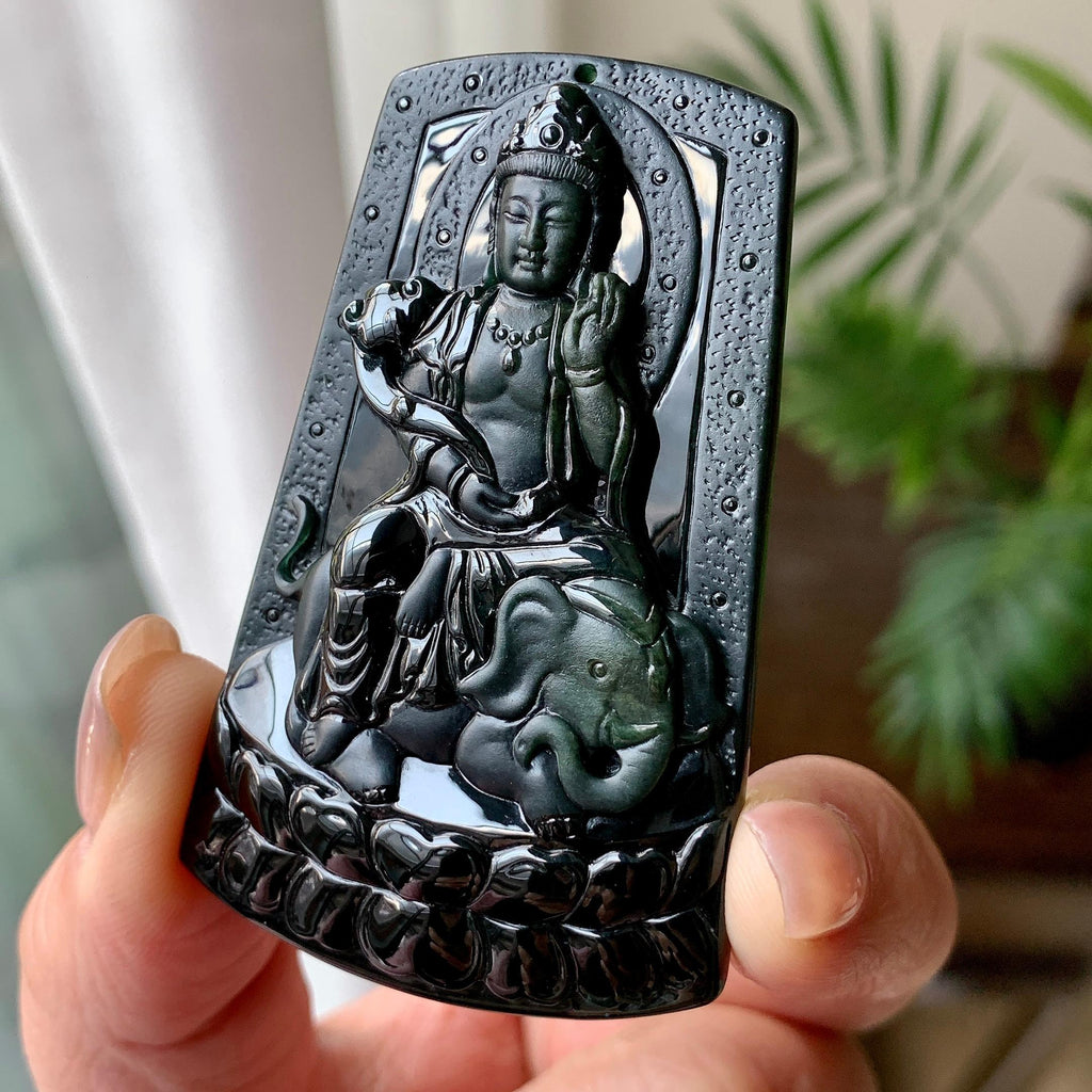 细糯种普贤菩萨挂件 天然缅甸A货翡翠（yc351363）