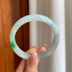 糯冰黄加绿翡翠平安镯（58.5mm)（yc362670）