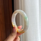 糯冰黄翡特色翡翠平安镯（54.4mm)（yc424330）