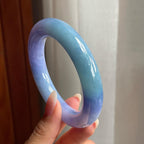 糯冰种紫罗兰翡翠圆条手镯（55mm）