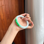 Vòng tay tròn bình an hạt mịn màu sắc đẹp, khẩu độ lớn 60, Ngọc phỉ thúy tự nhiên loại A Myanmar (yc450829)