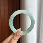 糯冰飘花圆条手镯 56圈 天然缅甸A货翡翠（yc455119）
