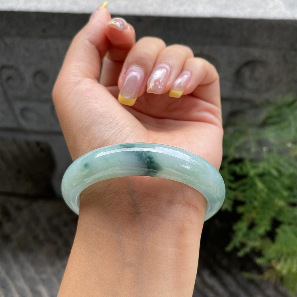 细糯种飘花正圈平安镯56圈       天然缅甸A货翡翠（yc387393）