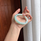 糯冰飘花正圈平安镯 57圈 天然缅甸A货翡翠（yc461675）
