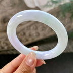 糯种淡春彩圆条手镯54.6圈    天然缅甸A货翡翠（yc348236）