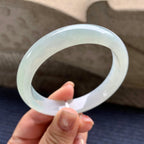 大圈口 糯冰种淡晴底正圈平安镯 58.5圈口 天然缅甸A货翡翠（yc345059）