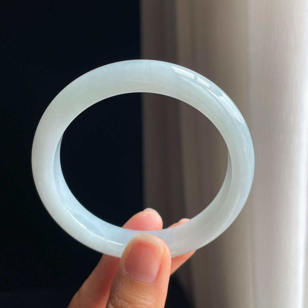 糯冰带色翡翠平安镯（58.2mm)（yc348933）