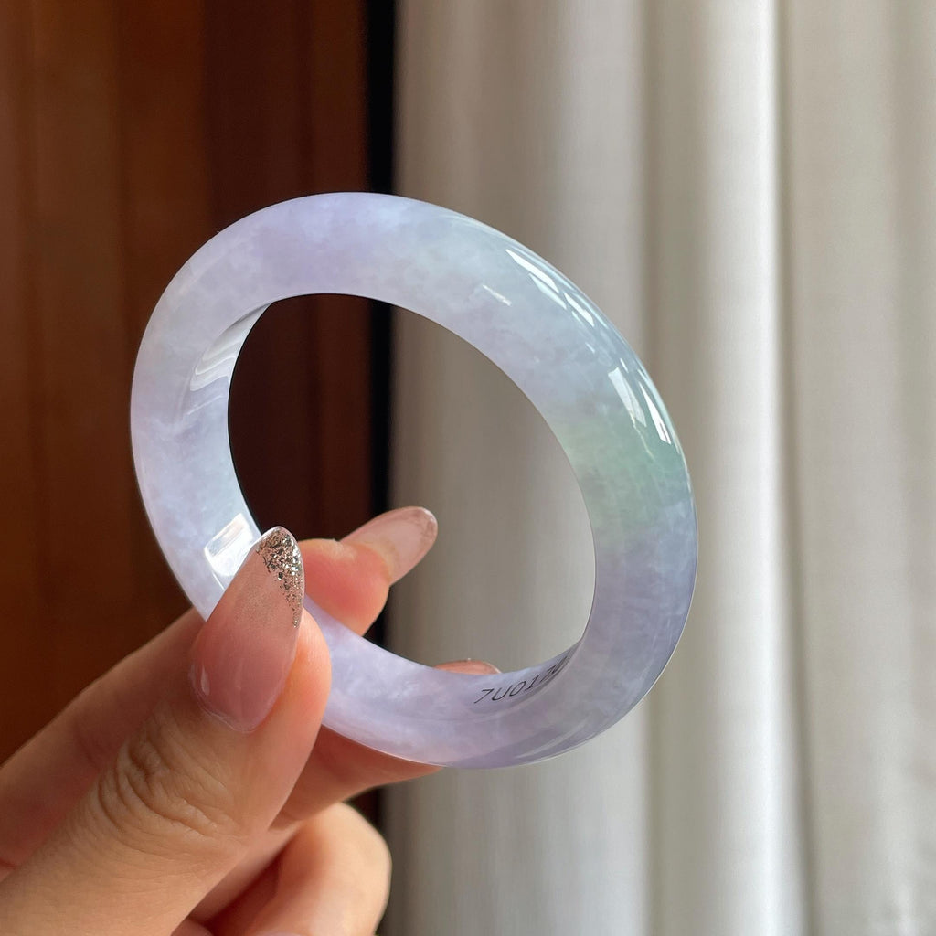 糯冰春彩翡翠平安镯（50.6mm）（yc354238）