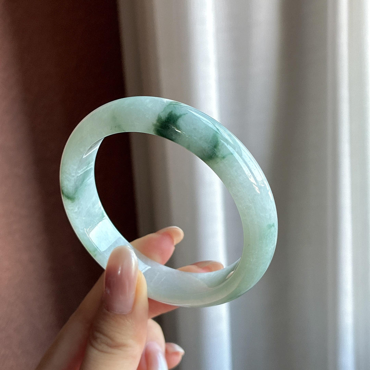 细糯冰飘花正圈平安镯 56圈（yc729563）