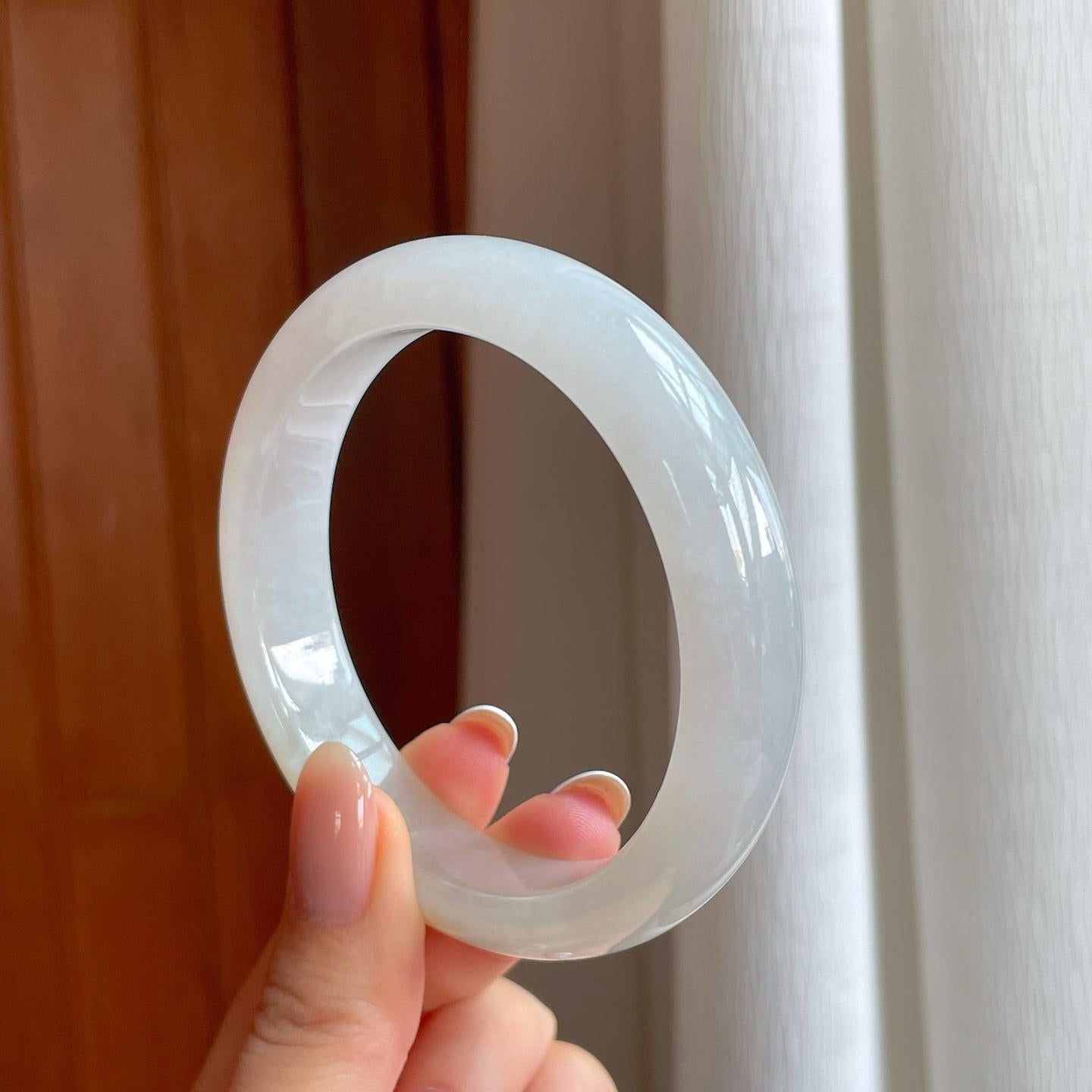 冰种飘黄翡翠平安镯（59.5mm)（yc376756）