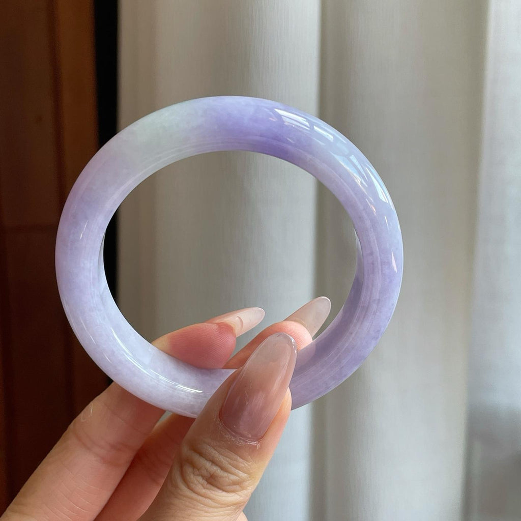 细糯冰紫罗兰翡翠平安镯（54.8mm）（yc272881）