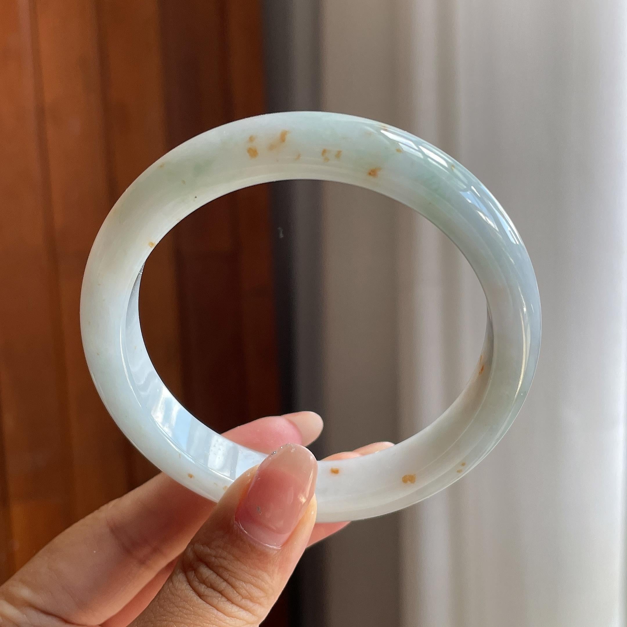细糯冰洒金特色正圈平安镯 58圈 天然缅甸A货翡翠（yc698716）
