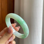 细糯冰飘花翡翠平安镯（55mm）（yc284957）