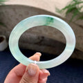 细糯种飘绿花圆条手镯 57圈口 天然缅甸A货翡翠（yc461788）