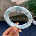 大圈口 细糯种飘花正圈平安镯58.1圈 天然缅甸A货翡翠（yc481919）
