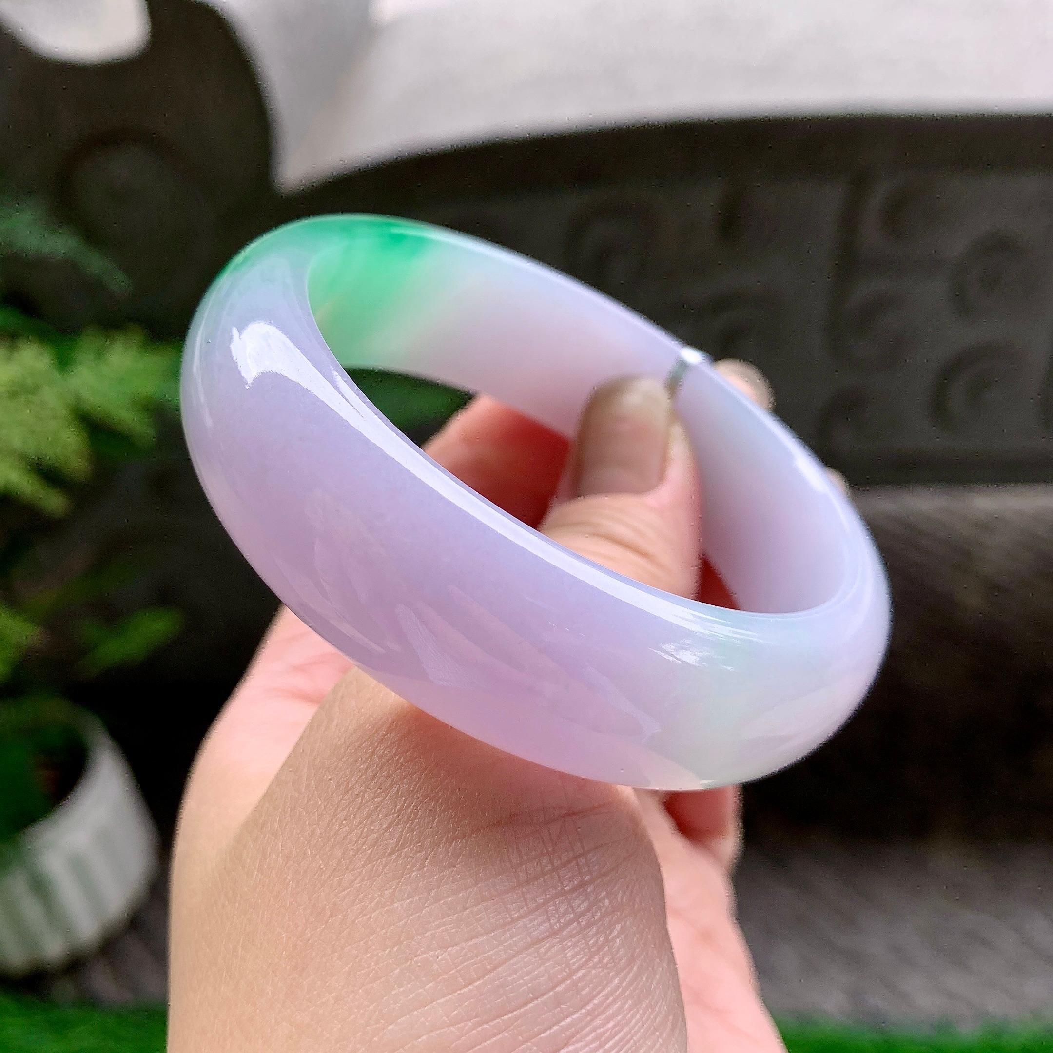 糯冰种春彩宽版轮胎手镯（58.6mm）（yc253000）